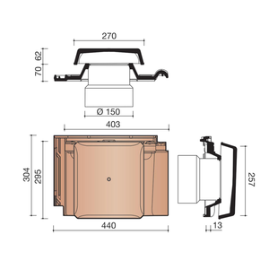 KIT TUILE A DOUILLE Ø150 OPALYS RUSTIQUE (Inclus : Connexion, chapeau, ventex)